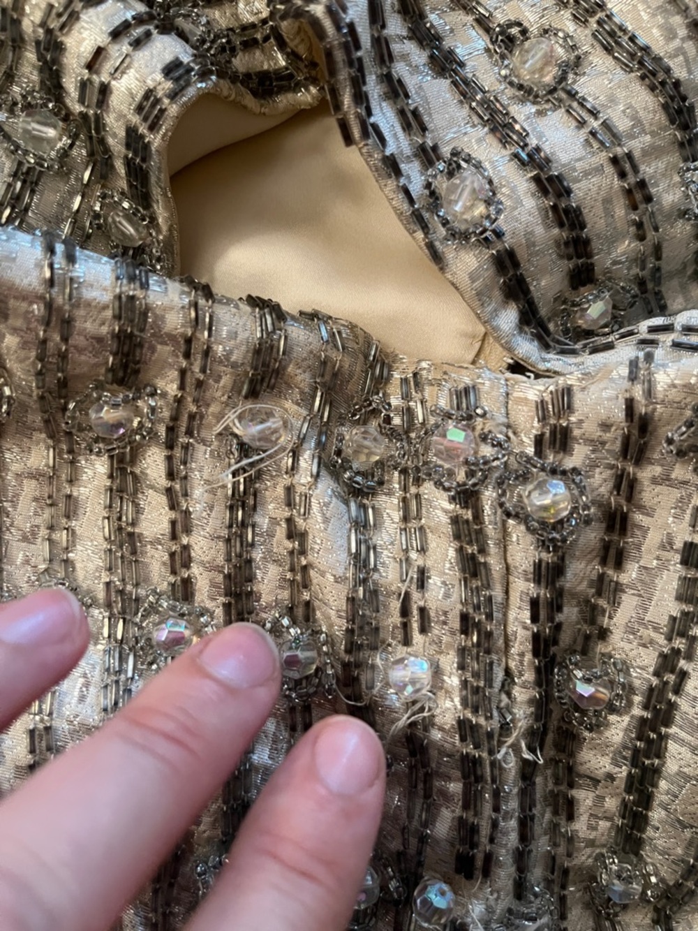 Rare Vintage 40-50’s embellished beaded crop top with faux diamond crystals.S - Picture 12 of 13